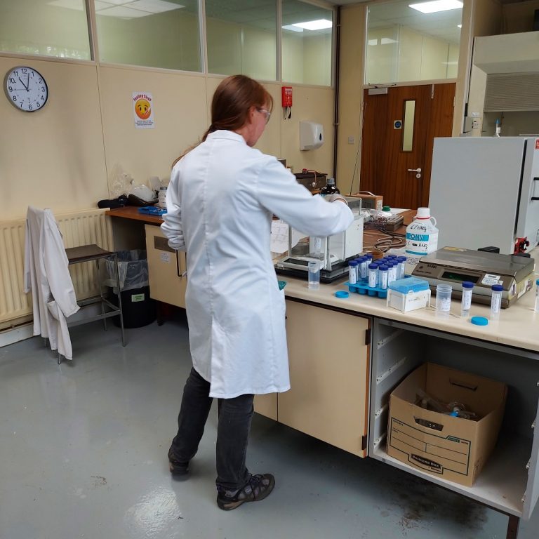 Chemist working in the lab at Oxford Analytical Services Limited